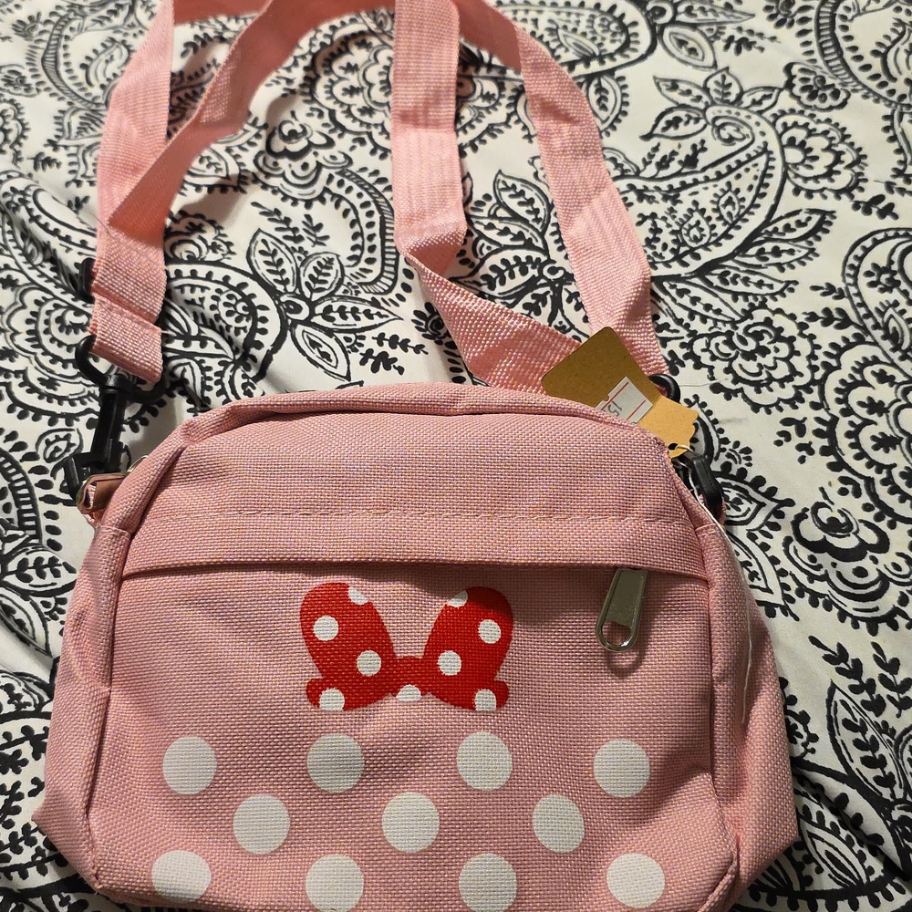 Womens Mickey Mouse Pink & Red Women's Shoulder Bag 6.5 X 5.5 X 1.5" Strap 18" - Picture 1 of 3